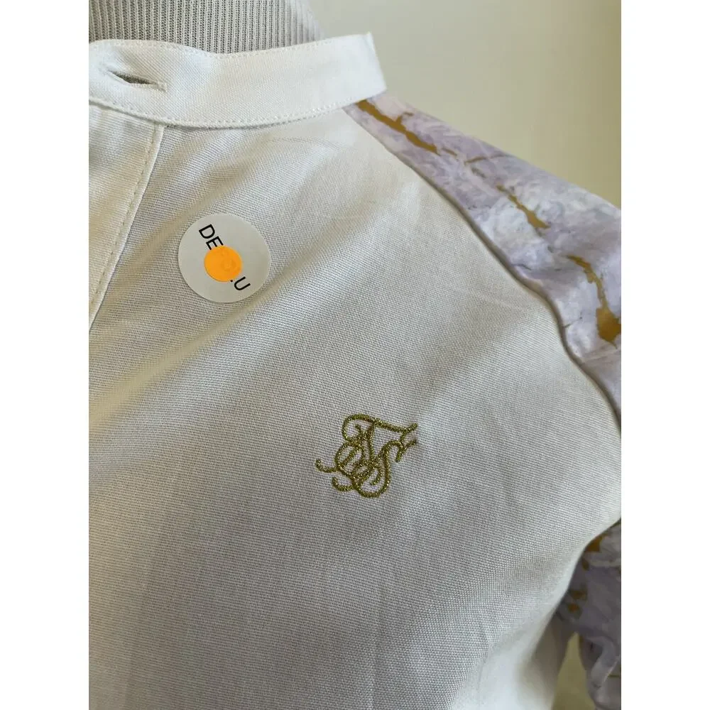 SikSilk Shirt Mens Small Button Up Tie Dye White Sik Silk Short Sleeve N44